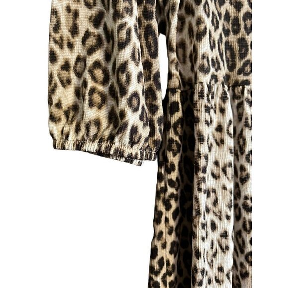 Women's Small Zara Animal Print Brown Dress, 3/4 Sleeves, Smock Style - Picture 7 of 8